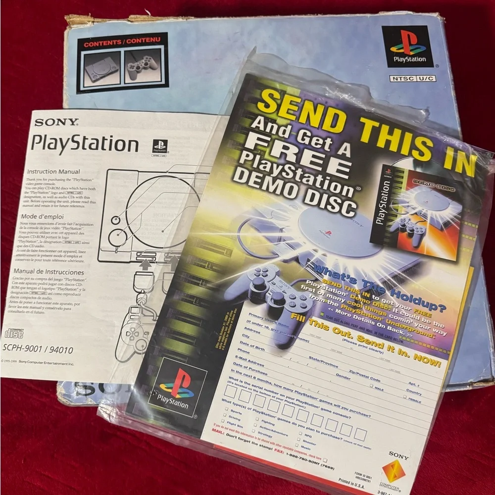 Sony PlayStation 1 Original Complete In Box Set Bundle With Games & Memory Cards